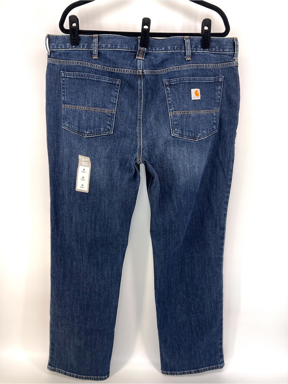 Carhartt Women's Rugged Flex Loose Fit Dark Wash Denim Jeans Sz 18 Dark Blue NWT